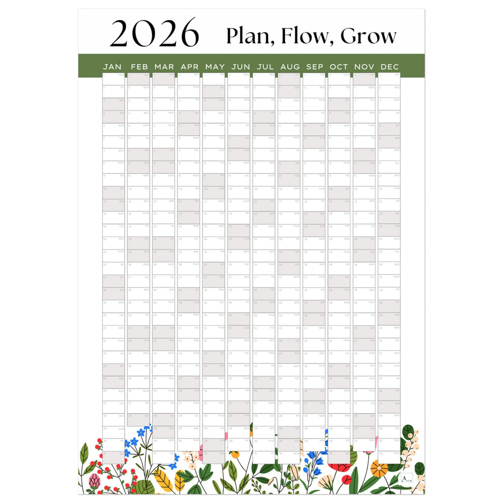 FLOWER FOOTER - Plan, Flow, Grow 2026 wall planner 50x70cm