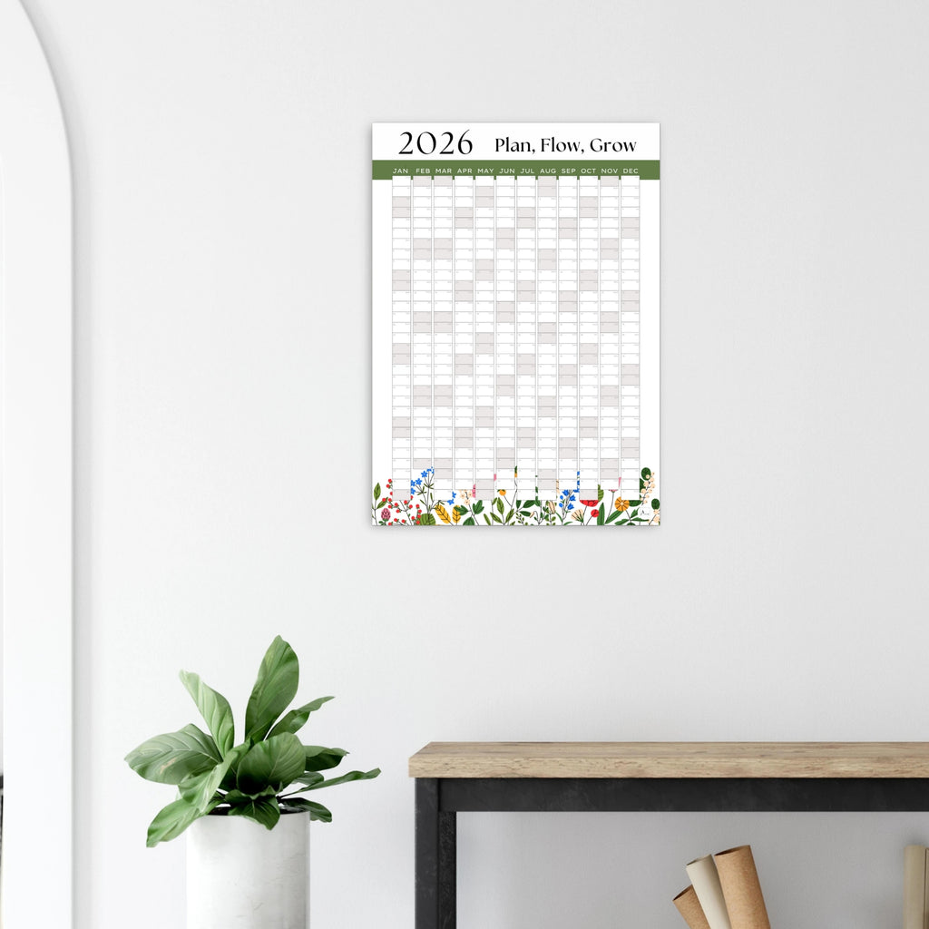 FLOWER FOOTER - Plan, Flow, Grow 2026 wall planner 50x70cm