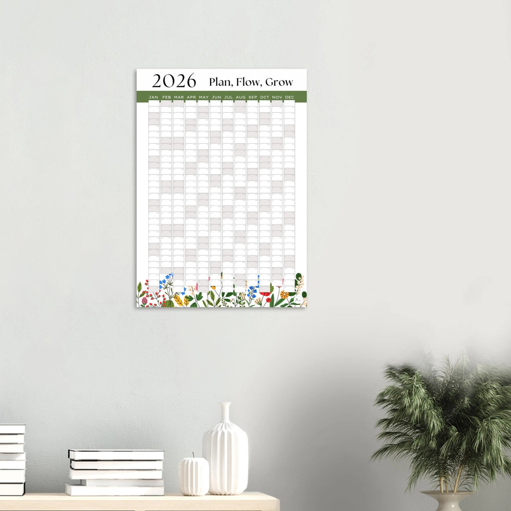 FLOWER FOOTER - Plan, Flow, Grow 2026 wall planner 50x70cm