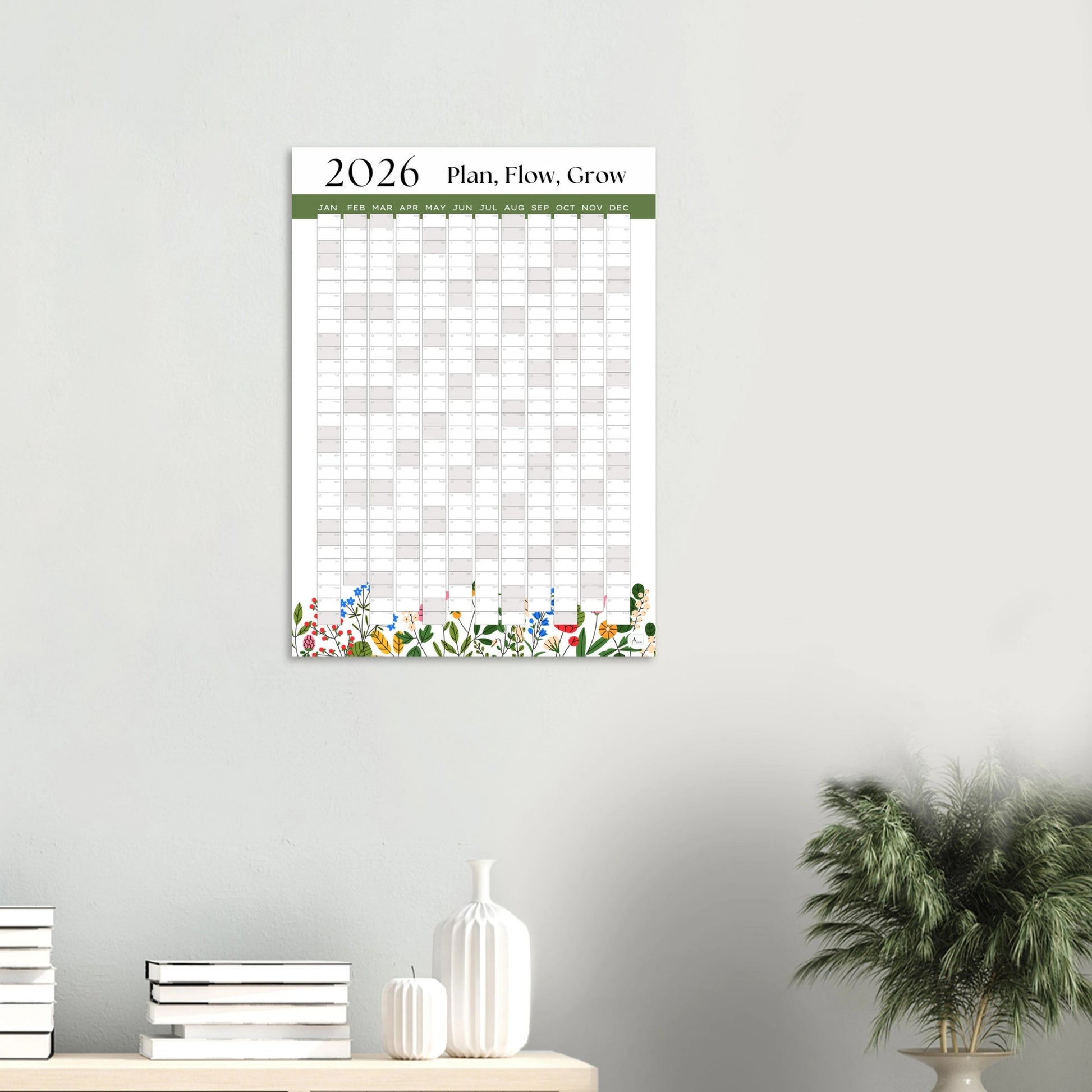 FLOWER FOOTER - Plan, Flow, Grow 2026 wall planner 50x70cm